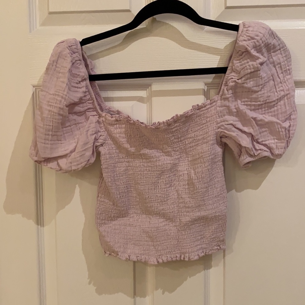 Socialite puff sleeve smocked top lilac